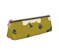 KemEng Cane Silhouette West Highland Animale Ovest, Astuccio portapenne triangolare Astuccio portapenne portatile in pelle con cerniera Astuccio porta cosmetici