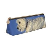 KemEng Cani Westie Winter West Highland White Terrier, Astuccio portapenne triangolare Astuccio portapenne portatile in pelle con cerniera Astuccio porta cosmetici
