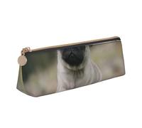 KemEng Carlino Bokeh Cucciolo Cani Prato Animali Carlino, Astuccio portapenne triangolare Astuccio portapenne portatile in pelle con cerniera Astuccio porta cosmetici