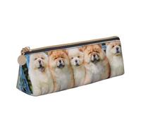 KemEng Chow-Chow Cani carini Cinque cuccioli, Astuccio portapenne triangolare Astuccio portapenne portatile in pelle con cerniera Astuccio porta cosmetici