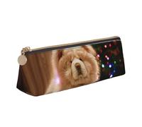 KemEng Chow Chow White Fluffy Cani Animali domestici Cani Natale, Astuccio portapenne triangolare Astuccio portapenne portatile in pelle con cerniera Astuccio porta cosmetici