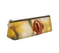 KemEng Cocker Spaniel Autunno Park Brown Spaniel Cani, Astuccio portapenne triangolare Astuccio portapenne portatile in pelle con cerniera Astuccio porta cosmetici