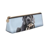 KemEng Concetti di amicizia del carlino dei cani di Cane Corso, Astuccio portapenne triangolare Astuccio portapenne portatile in pelle con cerniera Astuccio porta cosmetici