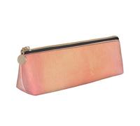 KemEng Corallo Acquerello Sfumature Rosa Arancione, Astuccio portapenne triangolare Astuccio portapenne portatile in pelle con cerniera Astuccio porta cosmetici