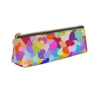 KemEng Coriandoli cuore arcobaleno, Astuccio portapenne triangolare Astuccio portapenne portatile in pelle con cerniera Astuccio porta cosmetici
