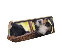 KemEng Cuccioli di Bovaro del Bernese, Astuccio portapenne triangolare Astuccio portapenne portatile in pelle con cerniera Astuccio porta cosmetici