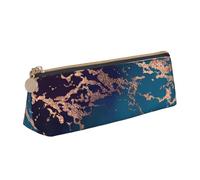 KemEng Decoro in marmo di lusso viola scuro e verde acqua con oro, Astuccio portapenne triangolare Astuccio portapenne portatile in pelle con cerniera Astuccio porta cosmetici