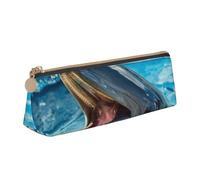 KemEng Delfino adorabile stampato, Astuccio portapenne triangolare Astuccio portapenne portatile in pelle con cerniera Astuccio porta cosmetici