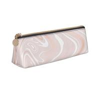 KemEng Delicato marmo rosa di marmo con imitazione dell'oro rosa, Astuccio portapenne triangolare Astuccio portapenne portatile in pelle con cerniera Astuccio porta cosmetici