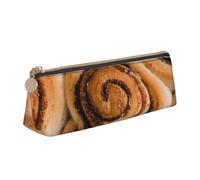 KemEng Delizioso modello di pane con panini alla cannella, Astuccio portapenne triangolare Astuccio portapenne portatile in pelle con cerniera Astuccio porta cosmetici