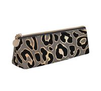 KemEng Design leopardato senza cuciture in oro di lusso, Astuccio portapenne triangolare Astuccio portapenne portatile in pelle con cerniera Astuccio porta cosmetici