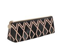KemEng Diamanti Geo Rame E Nero, Astuccio portapenne triangolare Astuccio portapenne portatile in pelle con cerniera Astuccio porta cosmetici