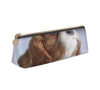 KemEng Faccia del Cavalier King Charles Spaniel, Astuccio portapenne triangolare Astuccio portapenne portatile in pelle con cerniera Astuccio porta cosmetici