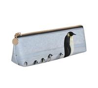 KemEng Famiglia dei pinguini, Astuccio portapenne triangolare Astuccio portapenne portatile in pelle con cerniera Astuccio porta cosmetici