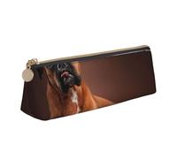 KemEng Fantastico cane boxer sdraiato, Astuccio portapenne triangolare Astuccio portapenne portatile in pelle con cerniera Astuccio porta cosmetici
