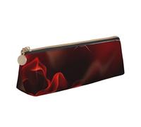 KemEng Fiamma Rossa Stampata, Astuccio portapenne triangolare Astuccio portapenne portatile in pelle con cerniera Astuccio porta cosmetici