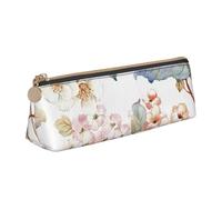KemEng Fiore acquerello pastello rosa botanico, Astuccio portapenne triangolare Astuccio portapenne portatile in pelle con cerniera Astuccio porta cosmetici