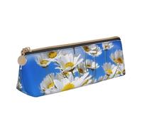 KemEng Fiore profumato della margherita, Astuccio portapenne triangolare Astuccio portapenne portatile in pelle con cerniera Astuccio porta cosmetici