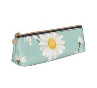 KemEng Fiore rigoglioso della margherita floreale, Astuccio portapenne triangolare Astuccio portapenne portatile in pelle con cerniera Astuccio porta cosmetici