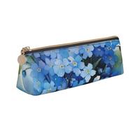 KemEng Fiori dell'acquerello Non ti scordar di me, Astuccio portapenne triangolare Astuccio portapenne portatile in pelle con cerniera Astuccio porta cosmetici