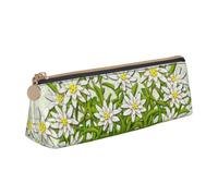 KemEng Fiori di montagna svizzeri della stella alpina, Astuccio portapenne triangolare Astuccio portapenne portatile in pelle con cerniera Astuccio porta cosmetici