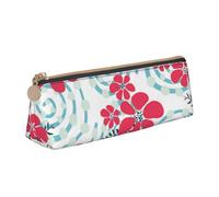 KemEng Fiori invernali rossi e blu, Astuccio portapenne triangolare Astuccio portapenne portatile in pelle con cerniera Astuccio porta cosmetici
