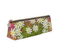 KemEng Fiori svizzeri della stella alpina, Astuccio portapenne triangolare Astuccio portapenne portatile in pelle con cerniera Astuccio porta cosmetici