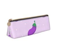 KemEng Frutta Verdura Melanzane, Astuccio portapenne triangolare Astuccio portapenne portatile in pelle con cerniera Astuccio porta cosmetici