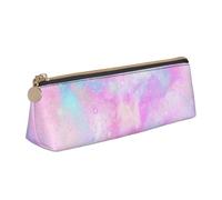 KemEng Galaxy marmorizzato rosa viola, Astuccio portapenne triangolare Astuccio portapenne portatile in pelle con cerniera Astuccio porta cosmetici