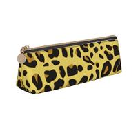 KemEng Ghepardo Leopardo Giallo, Astuccio portapenne triangolare Astuccio portapenne portatile in pelle con cerniera Astuccio porta cosmetici