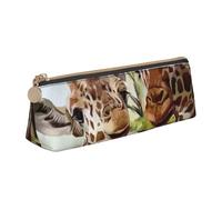 KemEng Giraffa dei cervi dell'acquerello, Astuccio portapenne triangolare Astuccio portapenne portatile in pelle con cerniera Astuccio porta cosmetici