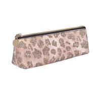 KemEng Glitter tigre in oro rosa, Astuccio portapenne triangolare Astuccio portapenne portatile in pelle con cerniera Astuccio porta cosmetici