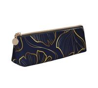 KemEng Gradiente Lineare Dorato Con Foglie Di Ginkgo Biloba, Astuccio portapenne triangolare Astuccio portapenne portatile in pelle con cerniera Astuccio porta cosmetici