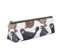 KemEng Illustrazione dei sigilli Leone marino, Astuccio portapenne triangolare Astuccio portapenne portatile in pelle con cerniera Astuccio porta cosmetici