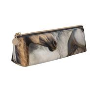 KemEng Immagine del cavallo selvaggio, Astuccio portapenne triangolare Astuccio portapenne portatile in pelle con cerniera Astuccio porta cosmetici