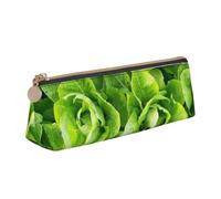 KemEng Lattuga romana fresca, Astuccio portapenne triangolare Astuccio portapenne portatile in pelle con cerniera Astuccio porta cosmetici