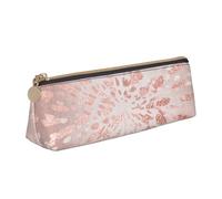 KemEng Le strisce dorate con tratti dorati in oro rosa rosa brillano, Astuccio portapenne triangolare Astuccio portapenne portatile in pelle con cerniera Astuccio porta cosmetici