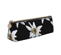 KemEng Leontopodium Edelweiss, Astuccio portapenne triangolare Astuccio portapenne portatile in pelle con cerniera Astuccio porta cosmetici