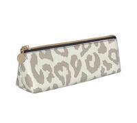 KemEng Leopardo modello marrone, Astuccio portapenne triangolare Astuccio portapenne portatile in pelle con cerniera Astuccio porta cosmetici