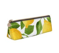 KemEng Limoni dell'acquerello giallo brillante, Astuccio portapenne triangolare Astuccio portapenne portatile in pelle con cerniera Astuccio porta cosmetici