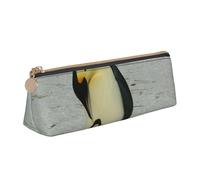 KemEng Madre Pinguino e Cucciolo di Pinguino, Astuccio portapenne triangolare Astuccio portapenne portatile in pelle con cerniera Astuccio porta cosmetici