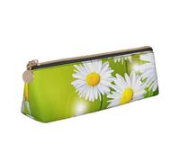 KemEng Margherite floreali dei fiori, Astuccio portapenne triangolare Astuccio portapenne portatile in pelle con cerniera Astuccio porta cosmetici