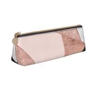 KemEng Marmo bianco nero glitter oro rosa geometrico, Astuccio portapenne triangolare Astuccio portapenne portatile in pelle con cerniera Astuccio porta cosmetici