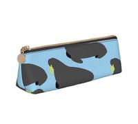 KemEng Modello animale tricheco, Astuccio portapenne triangolare Astuccio portapenne portatile in pelle con cerniera Astuccio porta cosmetici