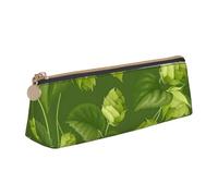 KemEng Modello Di Luppolo E Foglie Verdi, Astuccio portapenne triangolare Astuccio portapenne portatile in pelle con cerniera Astuccio porta cosmetici