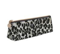 KemEng Modello Leopardo Grigio E Nero, Astuccio portapenne triangolare Astuccio portapenne portatile in pelle con cerniera Astuccio porta cosmetici
