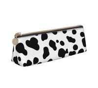 KemEng Modello senza cuciture del cane dalmata o pelle di mucca, Astuccio portapenne triangolare Astuccio portapenne portatile in pelle con cerniera Astuccio porta cosmetici