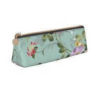 KemEng Modello vintage elegante con rose rosa rosse, Astuccio portapenne triangolare Astuccio portapenne portatile in pelle con cerniera Astuccio porta cosmetici