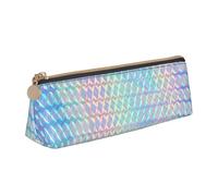 KemEng Ologramma olografico di colore arcobaleno colorato, Astuccio portapenne triangolare Astuccio portapenne portatile in pelle con cerniera Astuccio porta cosmetici