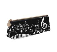 KemEng Onda di note musicali, Astuccio portapenne triangolare Astuccio portapenne portatile in pelle con cerniera Astuccio porta cosmetici